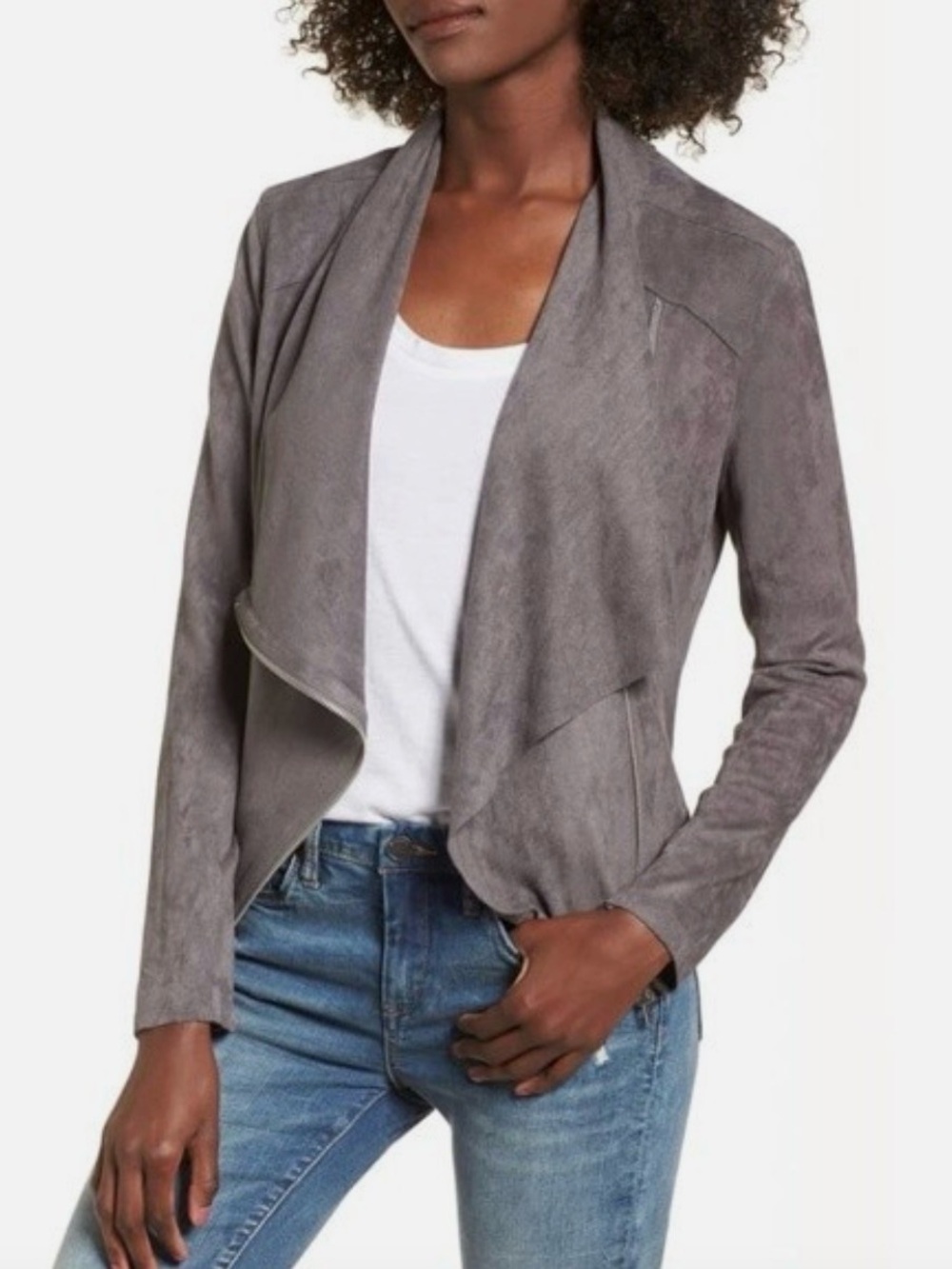 BLANKNYC Drape Front Faux Suede Jacket 🩶🌚🧥